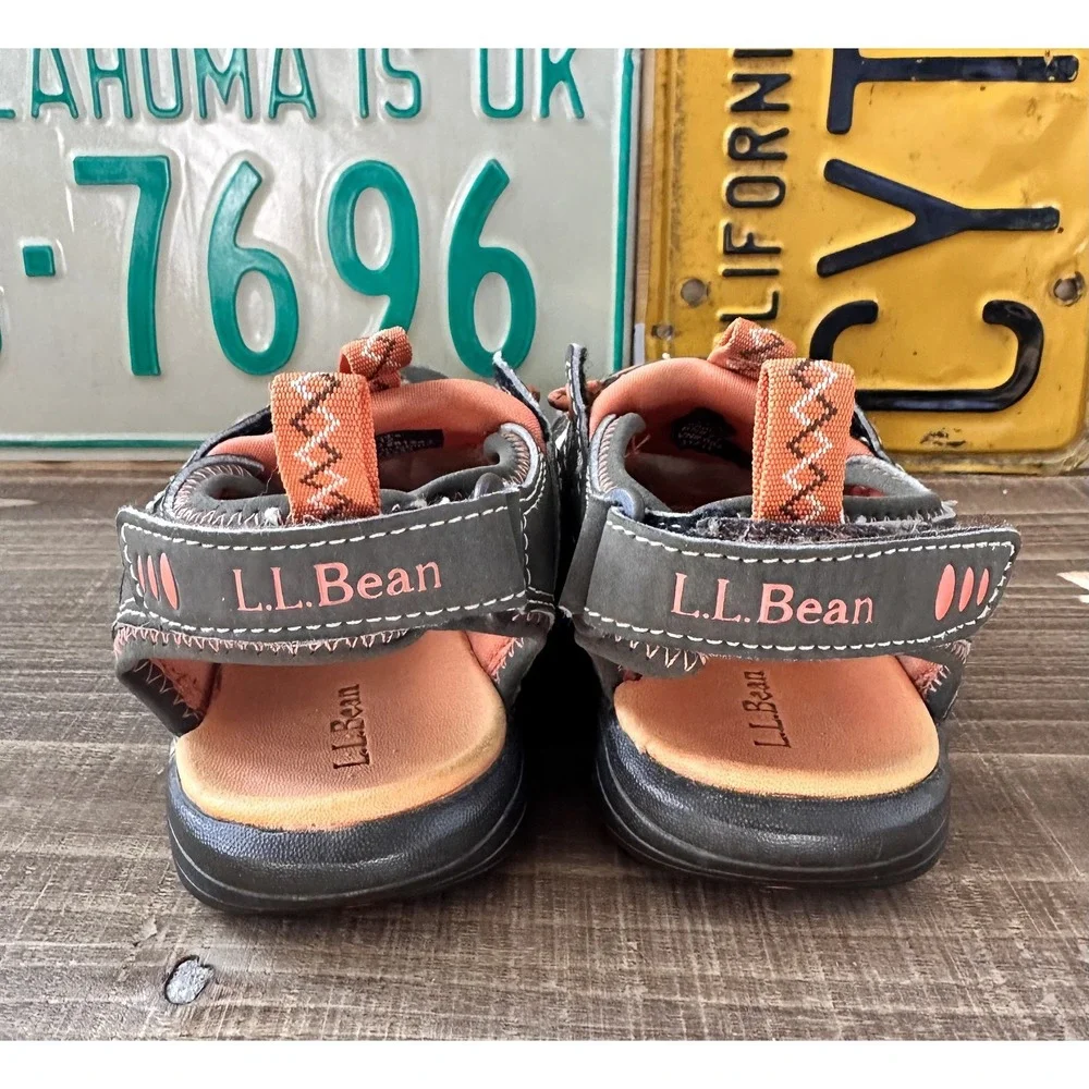 LLBean Kid's Hiking Sandals Shoes Brown Orange Boy's Sz 12 Water Hiking